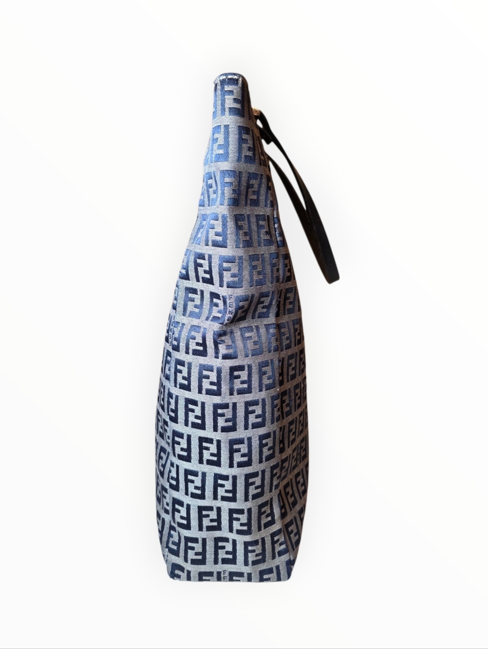 Fendi Zucchino Blue Monogram Tote Bag FF Canvas Shoulder Bag Vintage - Picture 3 of 12